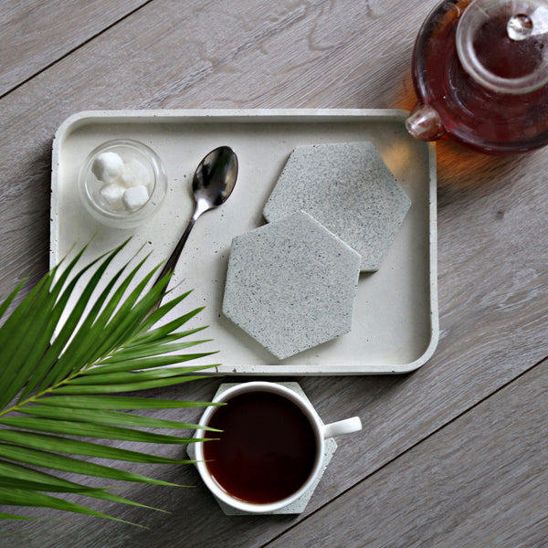 4pcs set Hexagon Geometric White Grained Coasters UK Free Delivery