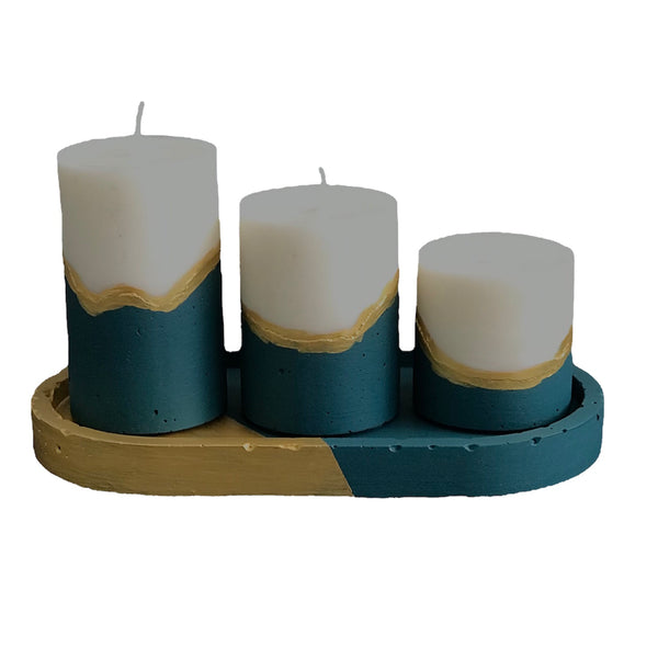 3pcs Decorative Pillar Concrete Candles Gift Set Candle Handmade Luxdecor6
