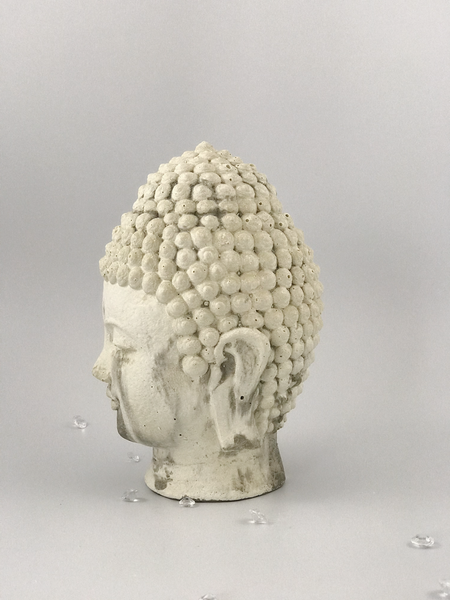 Buddha Head Sculpture Ornament Indoor Garden Zen Decor Marble Effect Book End UK