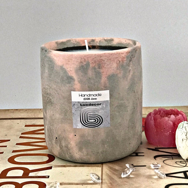 40hrs Large Pastel Marble Highly Velvet Rose Scented Soy Wax Candles