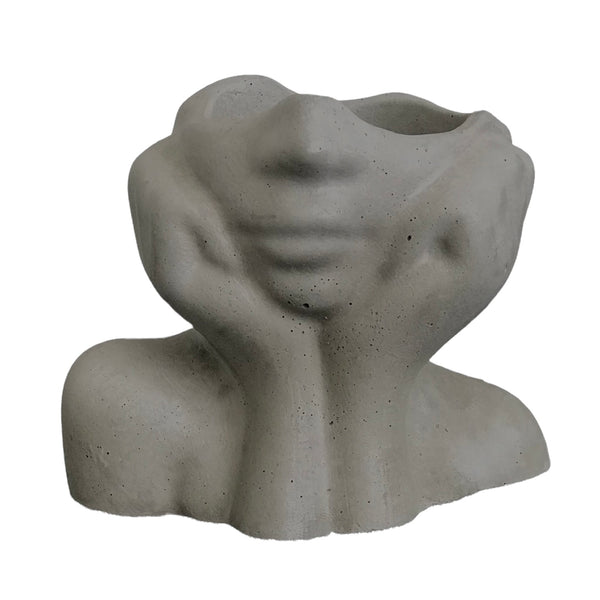 Face Decorative Succulent Plant Pots Planters Flowerpot Grey Luxdecor6
