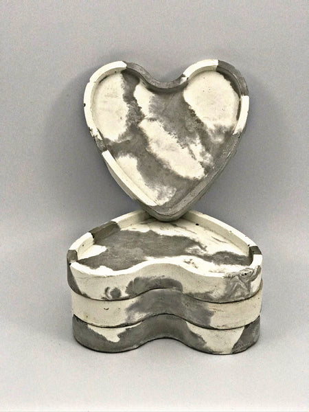 4pcs set Nordic Heart Geometric Grey and Gold painted Concrete Coasters UK Free PnP