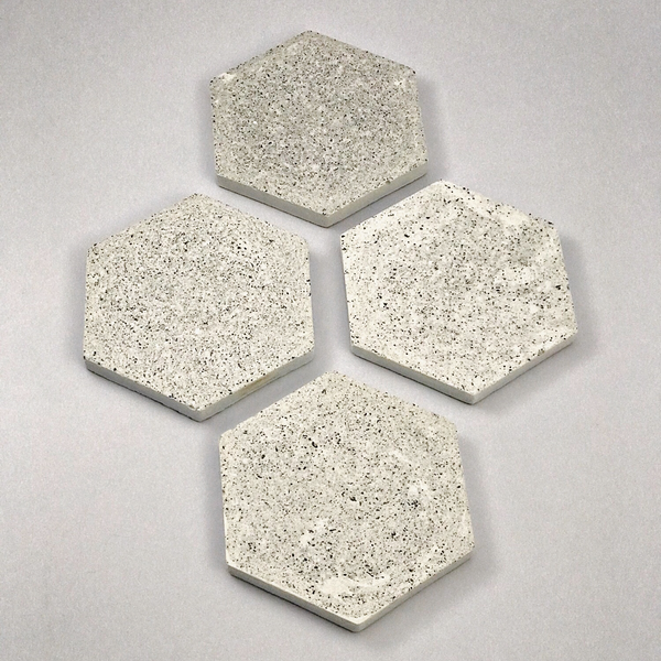 4pcs set Hexagon Geometric White Grained Coasters UK Free Delivery