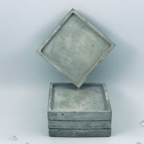 4pcs set Nordic Square Geometric Grey Concrete Coasters UK Free PnP