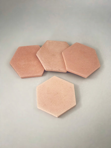 4pcs set Pastel Hexagon Geometric Pink Blush Concrete Coasters UK Free Delivery