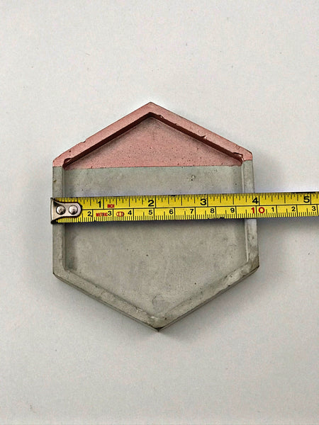 4pcs Hexagon Geometric Rose Gold Grey concrete Coasters
