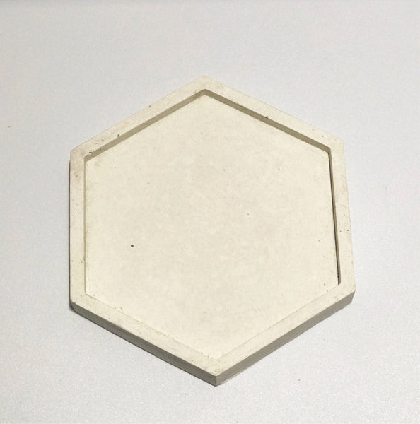 4 Pcs Set Hexagon Geometric Coasters Grey White Gold