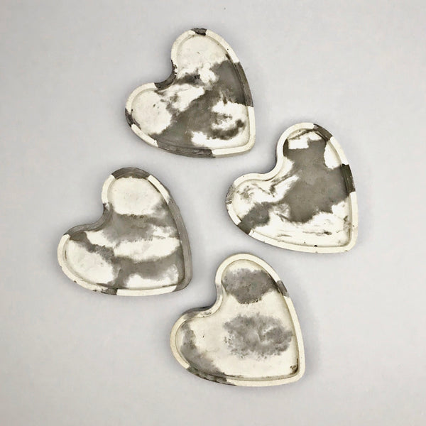 4pcs set Nordic Heart Geometric Grey and White Marble Concrete Coasters UK Free PnP