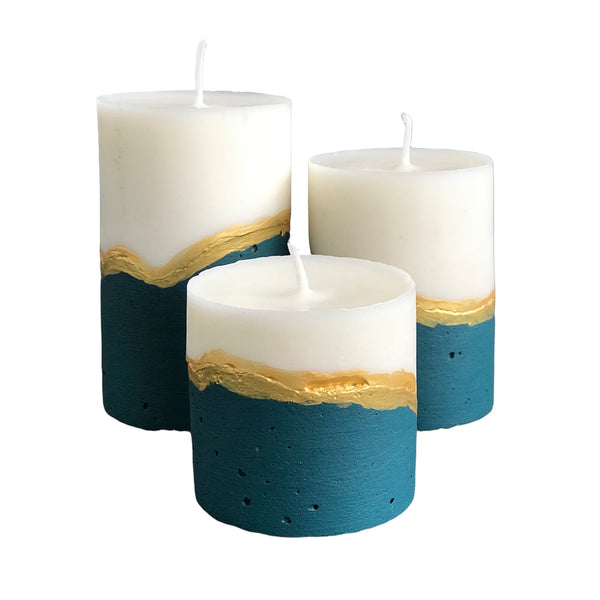 3pcs Decorative Pillar Concrete Candles Gift Set Candle Handmade Luxdecor6