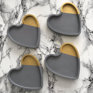 4pcs set Nordic Heart Geometric Grey and Gold painted Concrete Coasters UK Free PnP