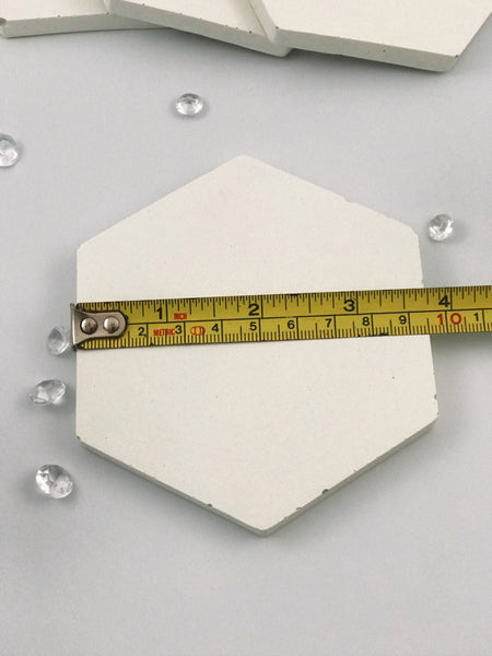 4pcs set Scandi Hexagon Geometric White Concrete Coasters UK Free Delivery