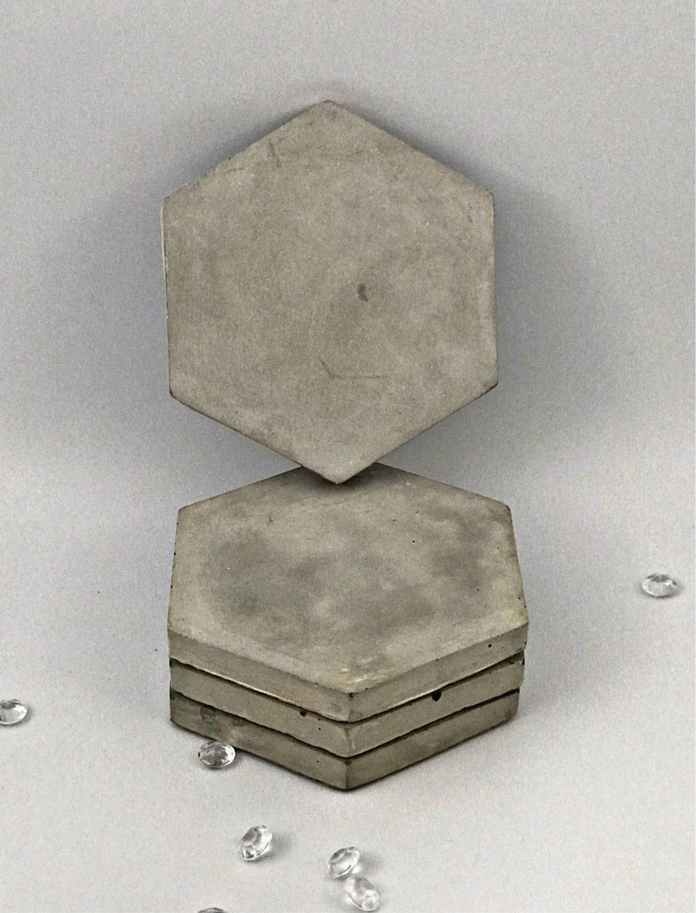 4pcs set Pastel Hexagon Geometric Pink Blush Concrete Coasters UK Free Delivery