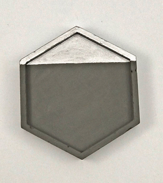 4pcs Hexagon Geometric Silver Grey concrete Coasters