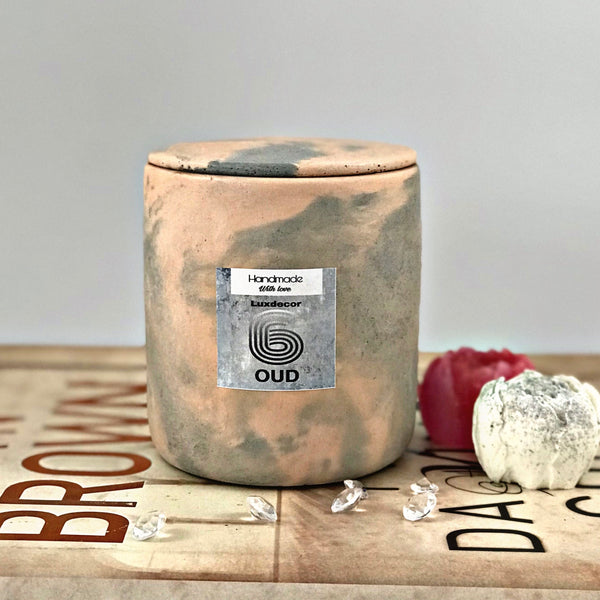 40hrs Large Earthy Marble Highly oud wood Scented Soy Wax Candles