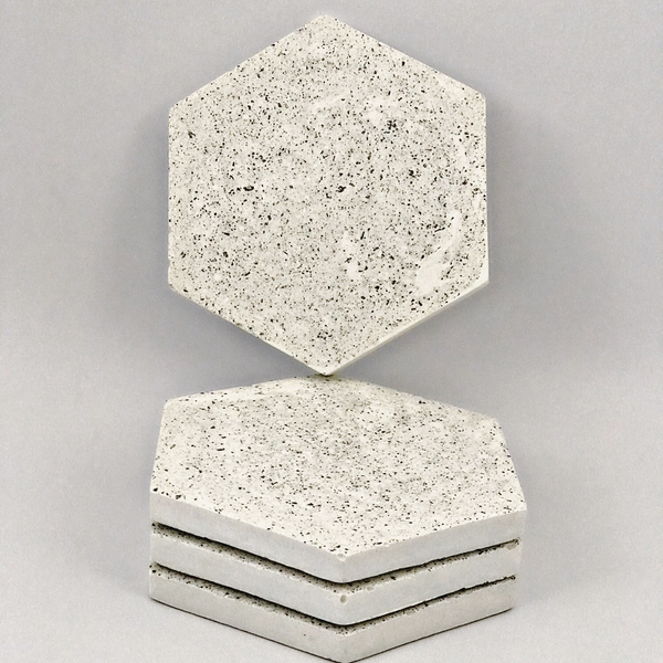 4pcs set Hexagon Geometric White Grained Coasters UK Free Delivery