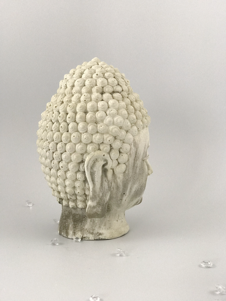 Buddha Head Sculpture Ornament Indoor Garden Zen Decor Marble Effect Book End UK