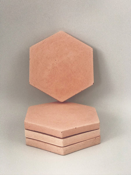 4pcs set Pastel Hexagon Geometric Pink Blush Concrete Coasters UK Free Delivery