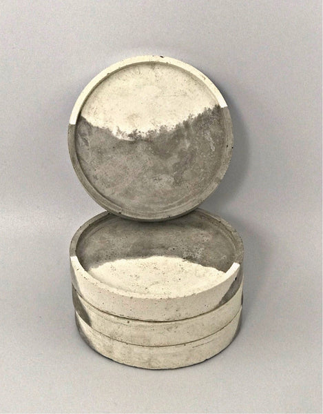 4pcs Set Round Grey White Silver Concrete Non-Scratch Coasters