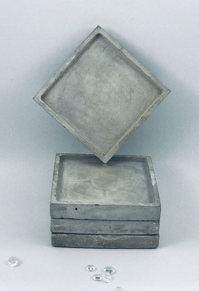 4pcs set Nordic Square Geometric Grey and White Concrete Coasters UK Free PnP