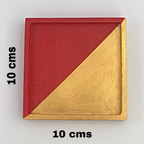 4pcs Christmas Festive Red & Gold Coasters