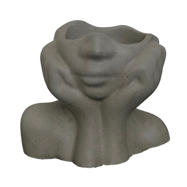 Face Decorative Succulent Plant Pots Planters Flowerpot Grey Luxdecor6