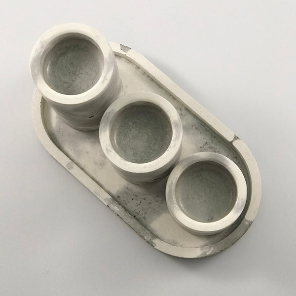 4 Pcs Gift Set Marble Tea Light Holders 3pc Holder and 1pc Oval Tray
