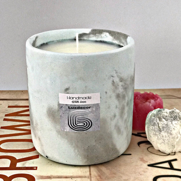 40hrs Large Pastel Marble Highly Fresh Scented Soy Wax Candles