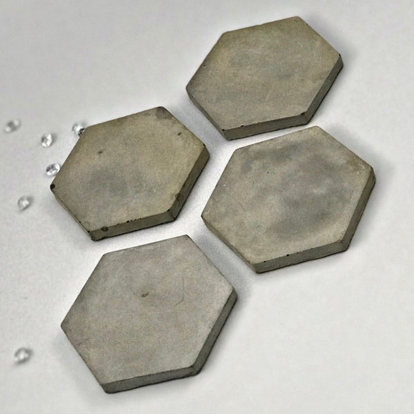 4pcs set Nordic Hexagon Geometric Grey Concrete Coasters UK Free PnP