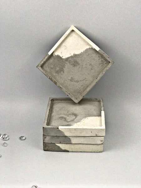 4pcs set Nordic Square Geometric Grey and White Marble Concrete Coasters UK Free PnP